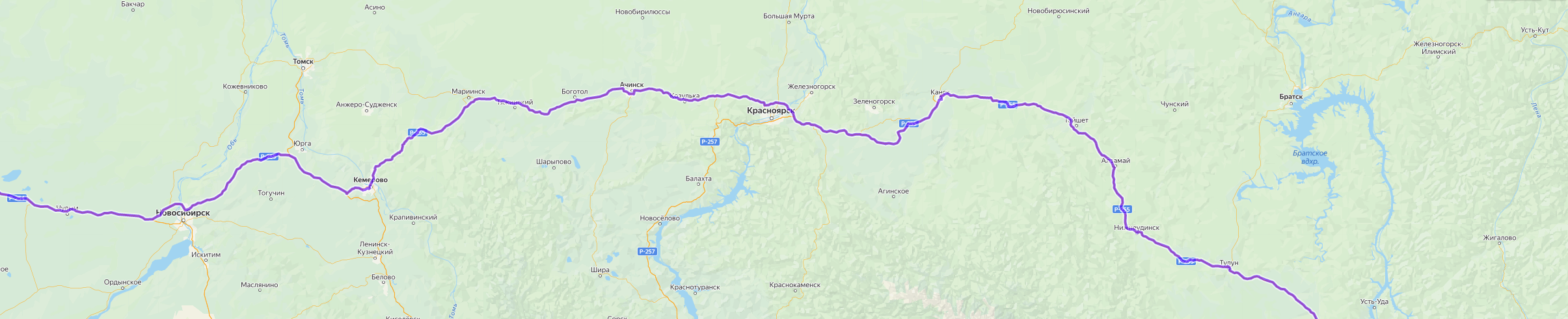 Доставка грузов из Ассиновской - карта транспортной логистики